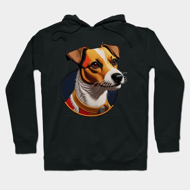 Super Jack Russell Embroidered Patch Hoodie by Xie
